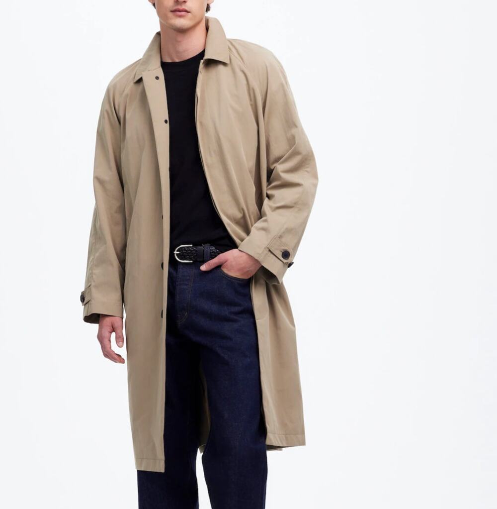 Madewell Mens Raglan Trench Coat L NWT Tan Beige Jacket Italian Twill NU244 Prep